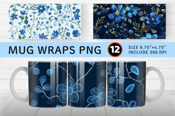 Blue Embroidery Flowers Mug Wrap – Designer Review