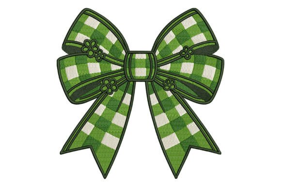 Green Gingham Bow Embroidery for Branded Merch