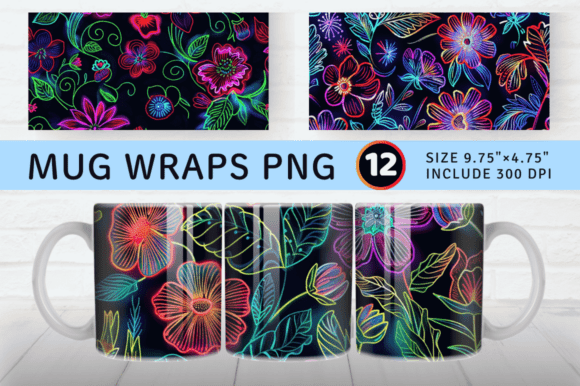 Neon Embroidery Flowers Mug Wrap Sublima Review