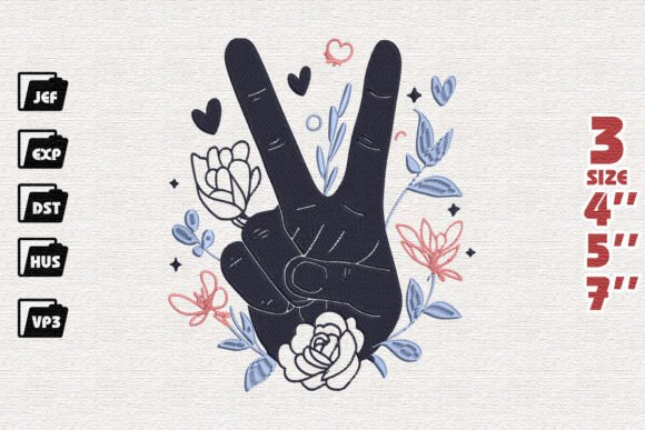 Peace Hand Sign with Flowers: Real-World Embroidery Review