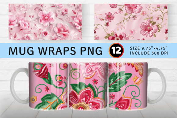 Pink Embroidery Flowers Mug Wrap Sublima: Floral Design Review