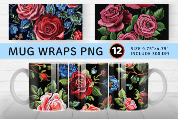 Roses Embroidery Flowers Mug Wrap Sublim: Designer Review