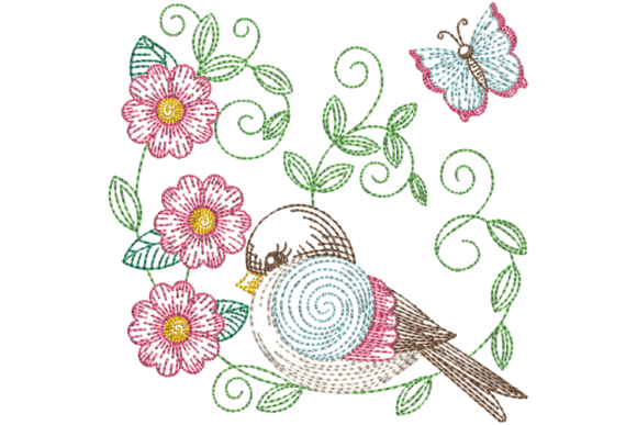 Spring Bird and Flowers Embroidery File Review