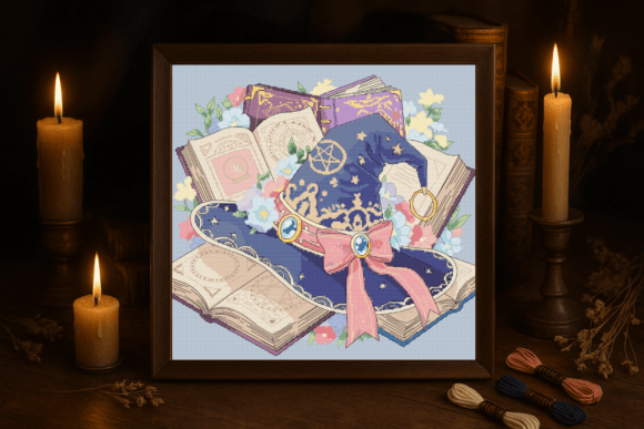 Witch Hat Cross Stitch Pattern PDF for Apparel